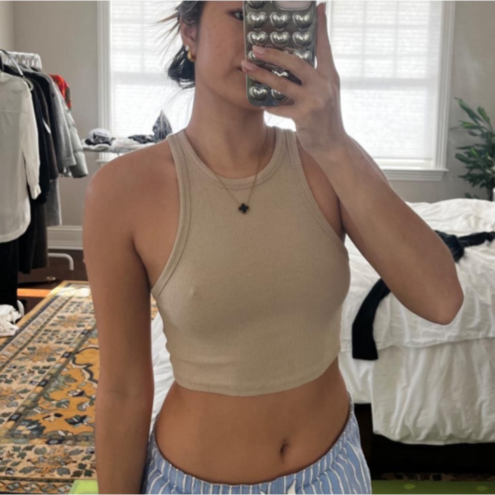 Zara Cropped Beige Tank Top